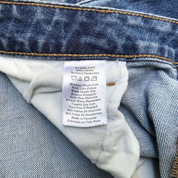 Everlane Jeans Women 33 Curvy Cheeky Ankle High Rise Raw Hem Distressed Boho - Picture 7 of 16